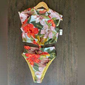 Aerie Rash Guard Swimsuit Top with Bikini Bottom